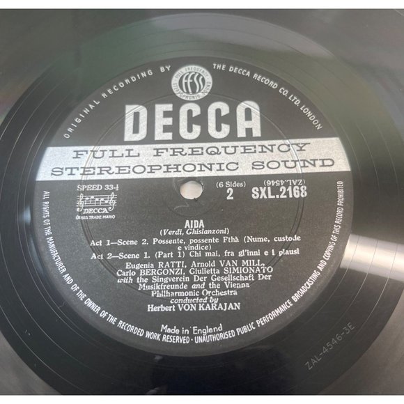 Aida DECCA SXL 2167-8-9 ED1 Tebaldi Verdi Karajan 3LP WBG Wallet Cover - Picture 6 of 11